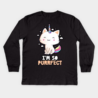 I'm So Purrfect Funny Cute Gift Kids Long Sleeve T-Shirt